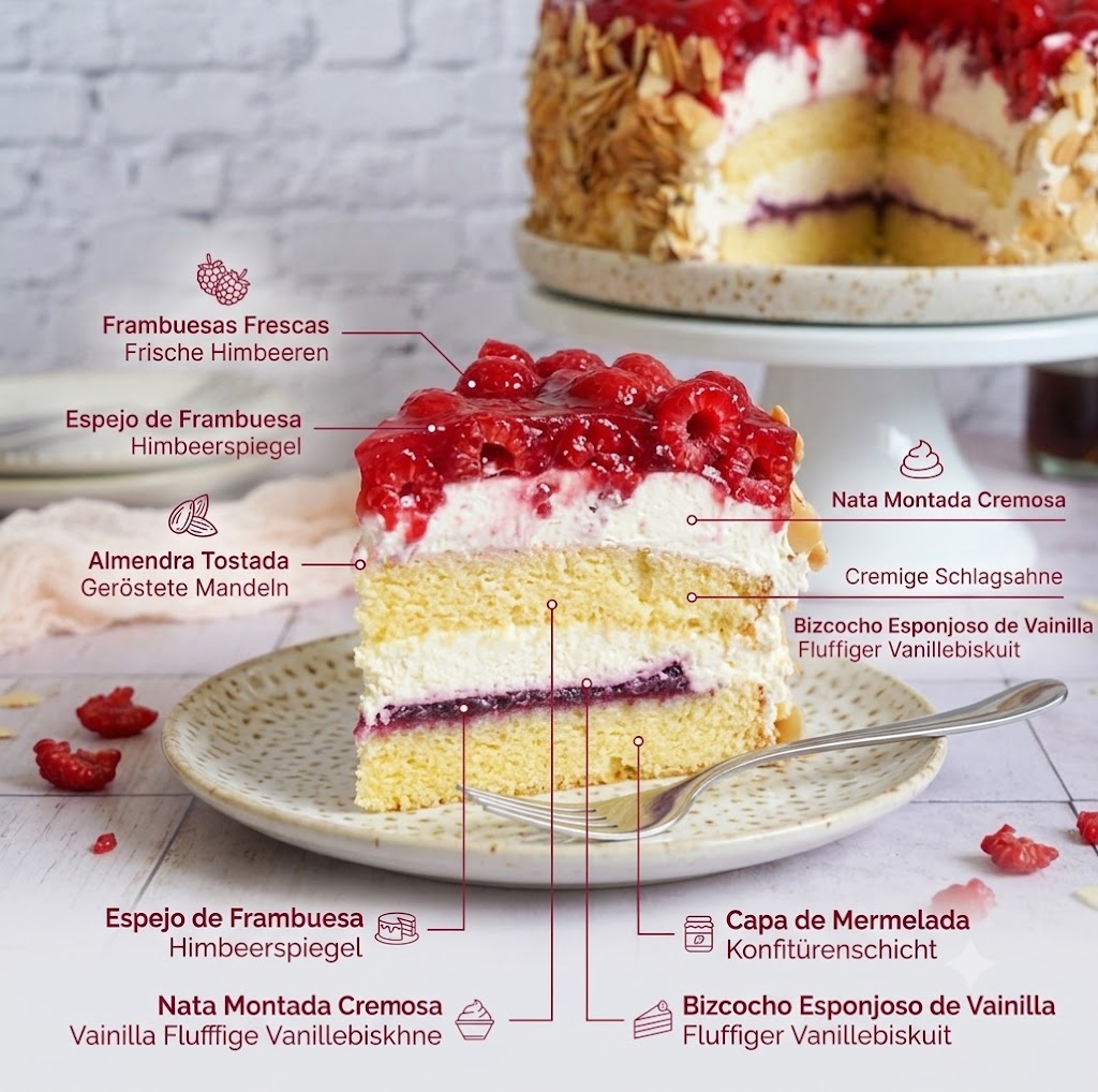 Feine Himbeer-Mandel-Torte (Tarta Artesanal de Frambuesa y Almendra)