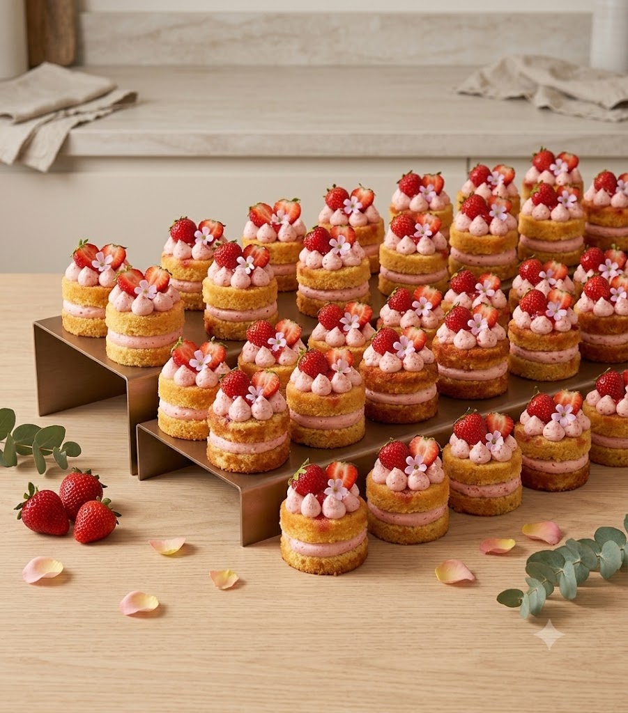 Feines Erdbeer-Mini-Törtchen (Mini Layer Cake Elegante de Fresa)