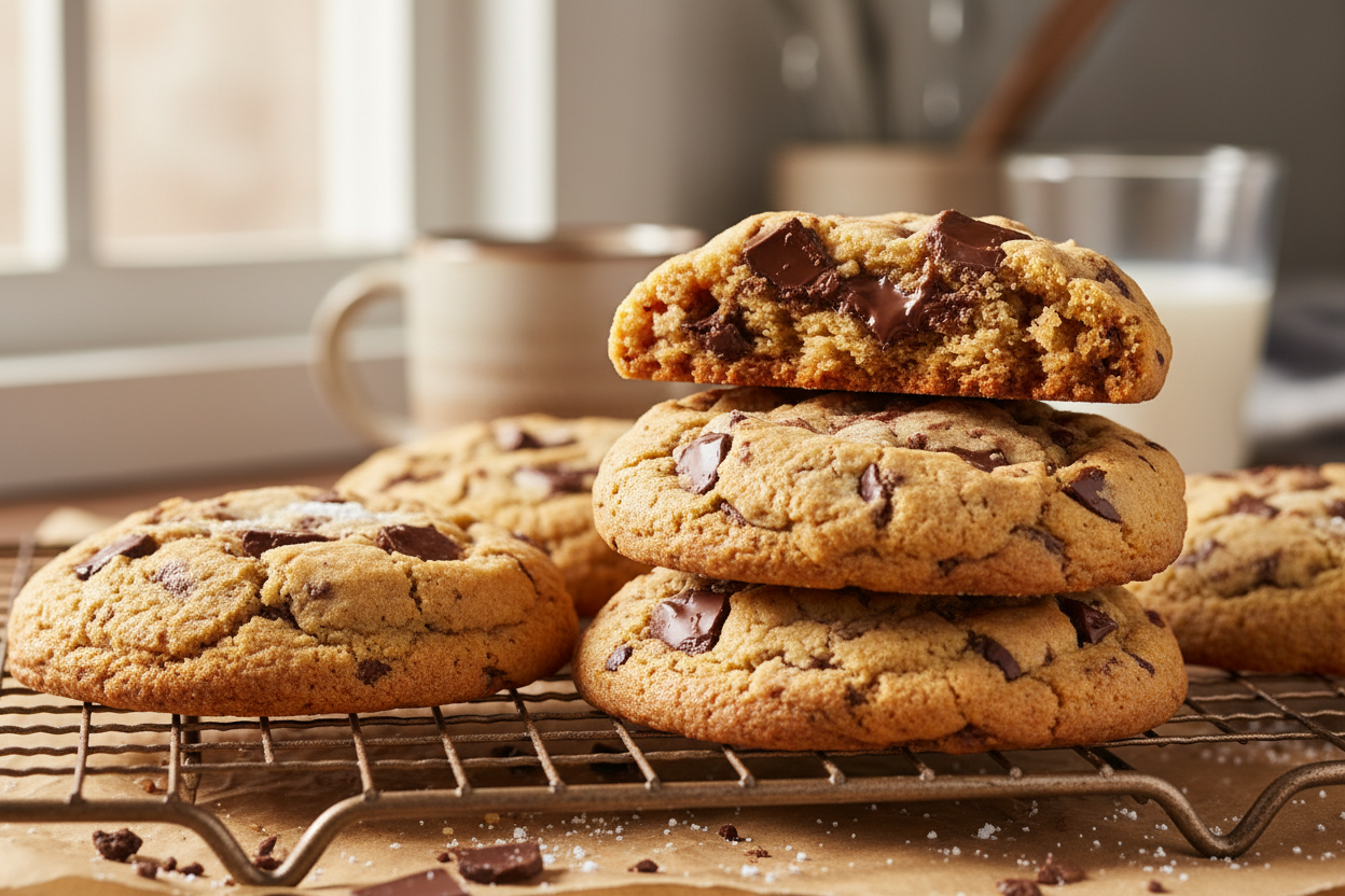 con chispitas de chocolate u la galleta no tan oscura