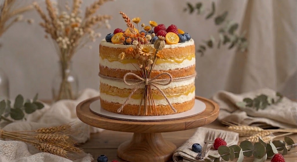 Handgemachte Quark-Zitronen-Torte (Naked Cake) / Tarta Artesanal de Quark y Limón (Naked Cake)