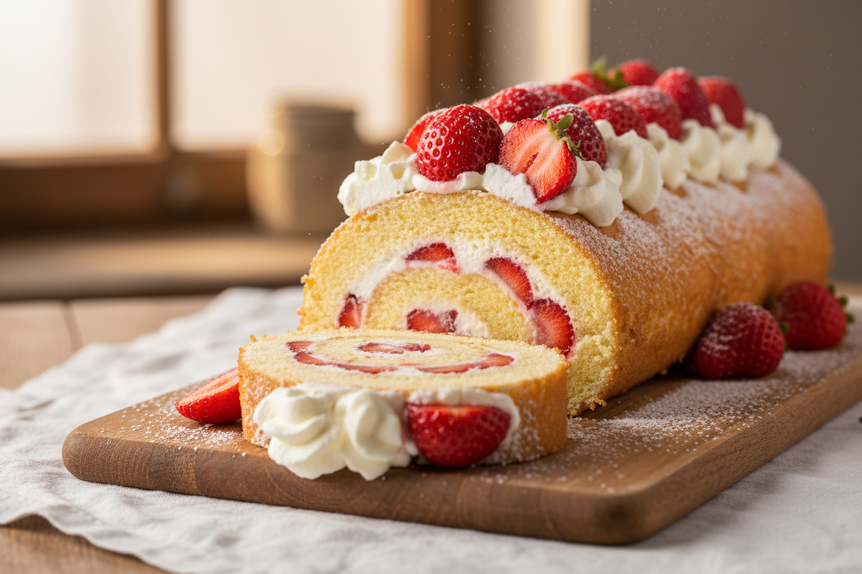 Erdbeer-Sahne-Rolle – Fruchtig & Cremig – Chocolat Deutsche Patisserie ...