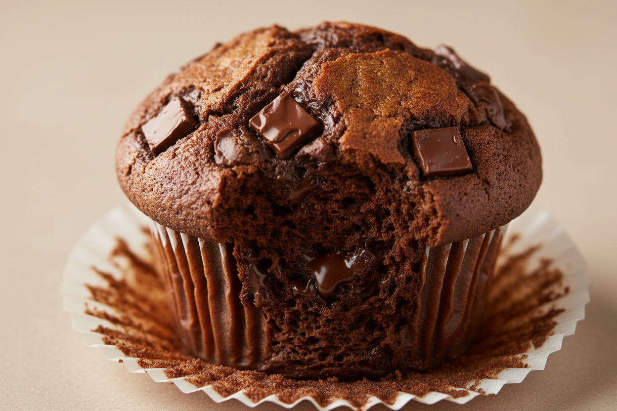 muffin de chocolate con trozo de chocolate