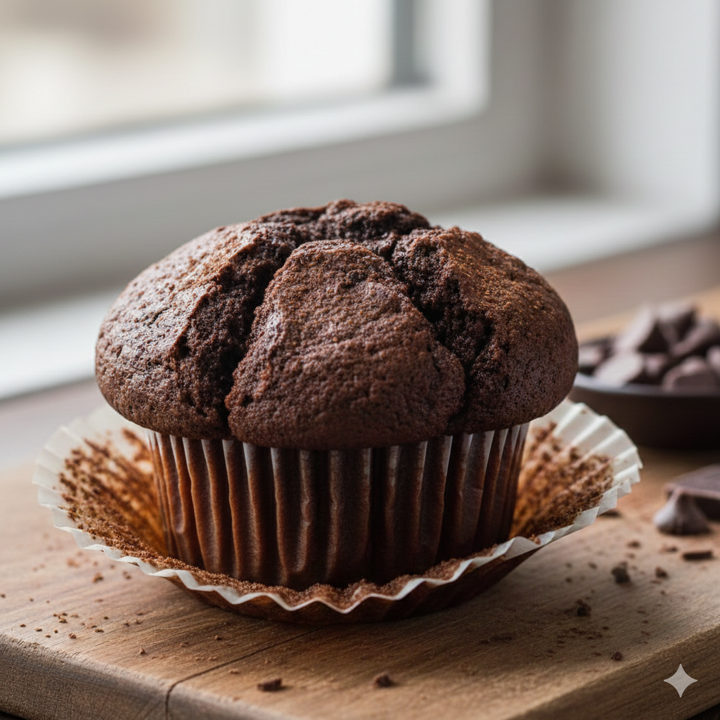 Schokoladenmuffins mit Schokoladenstückchen un Bourbon / Muffins de Chocolate con Chispas de Chocolate y Bourbon